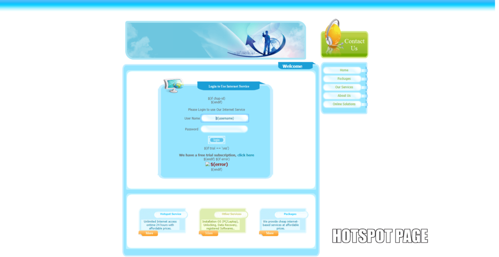 login page hotspot
